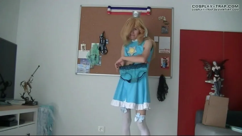 Crossdress cosplay Tennis Rosalina panties and anal show #33