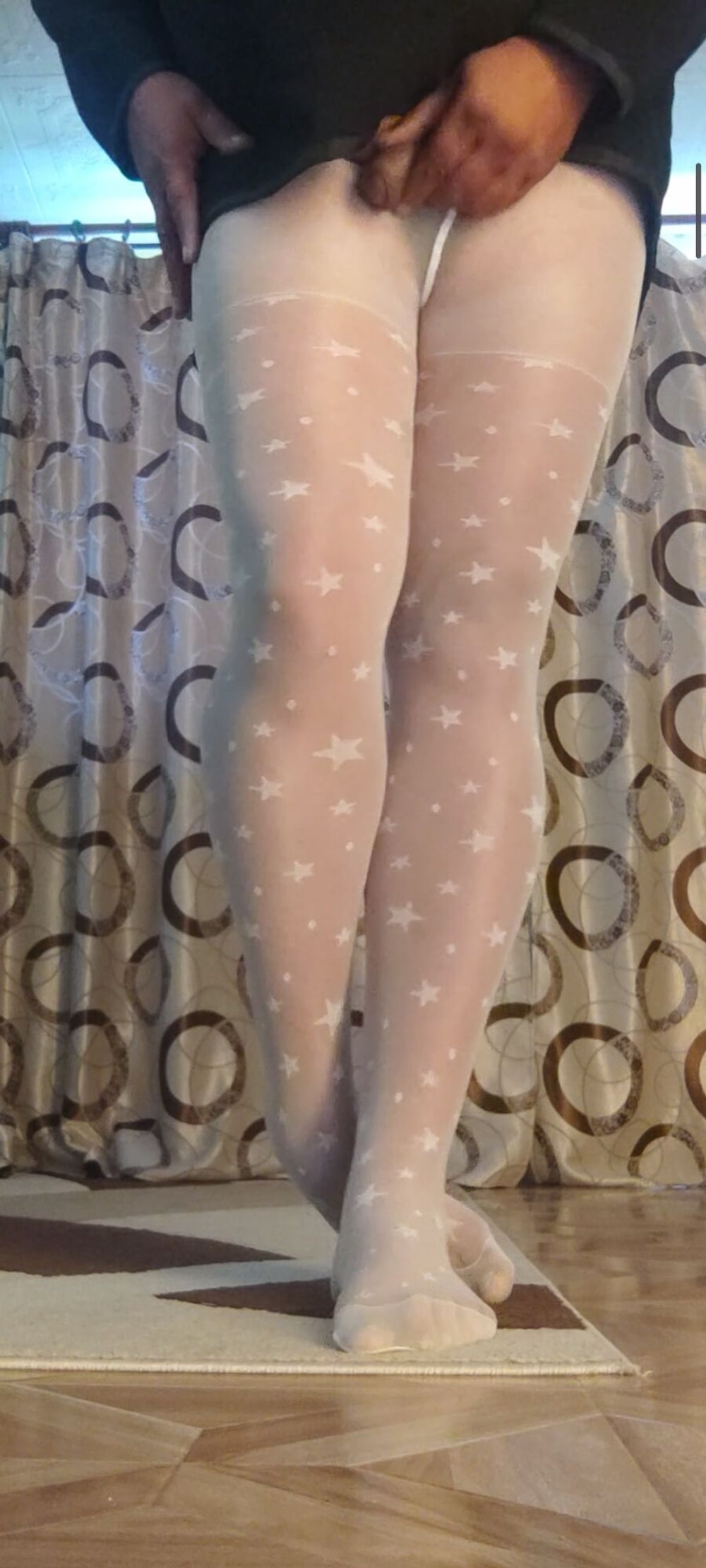 Teen white pantyhose with stars #14