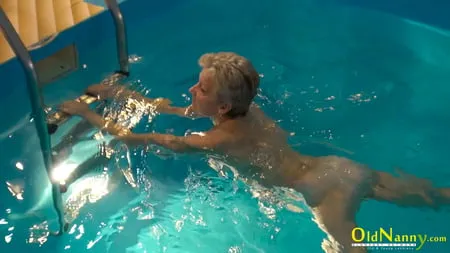 granny jitka frolics in the pool         