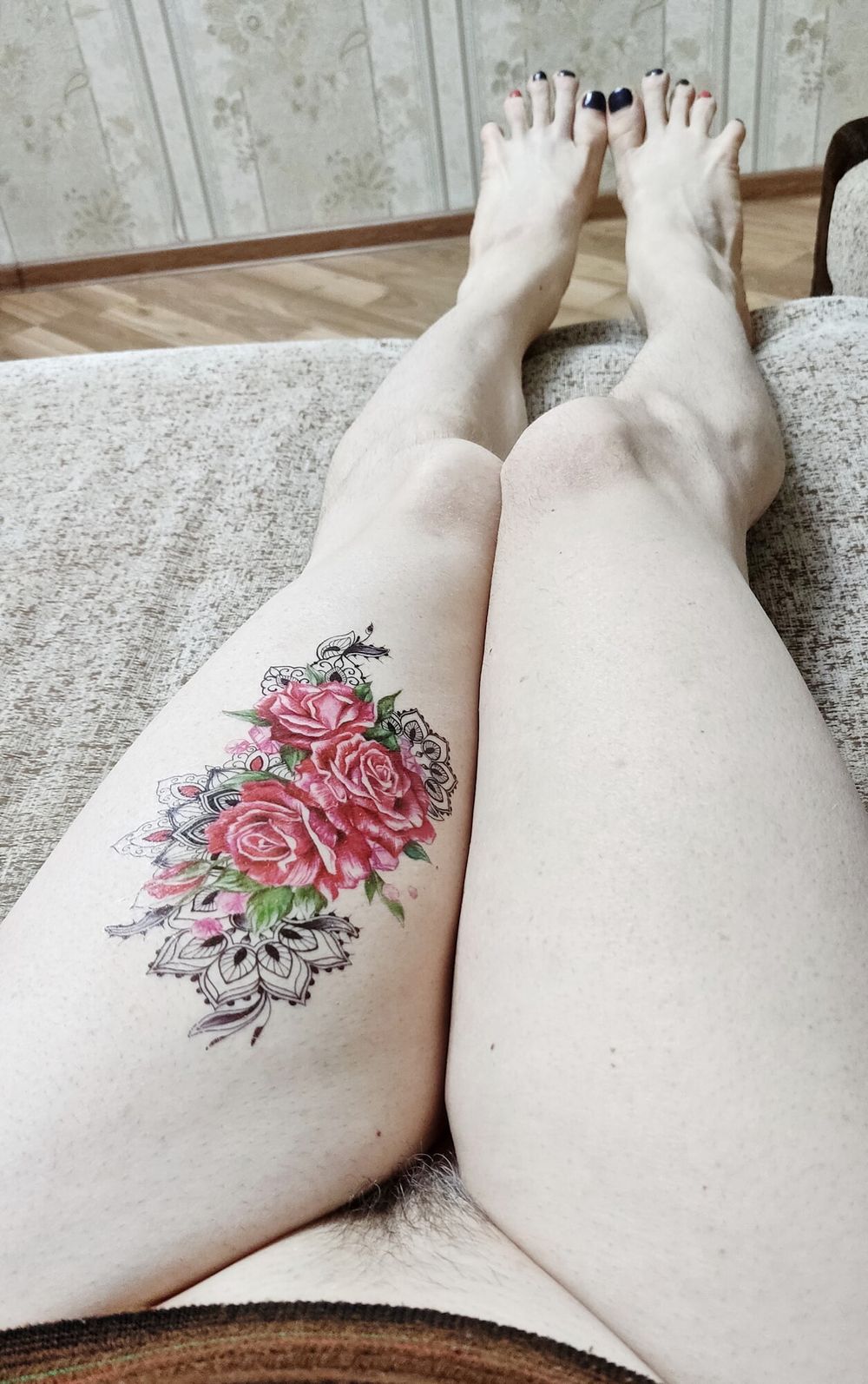 The bitch painted her toenails, got a new colorful tattoo #9