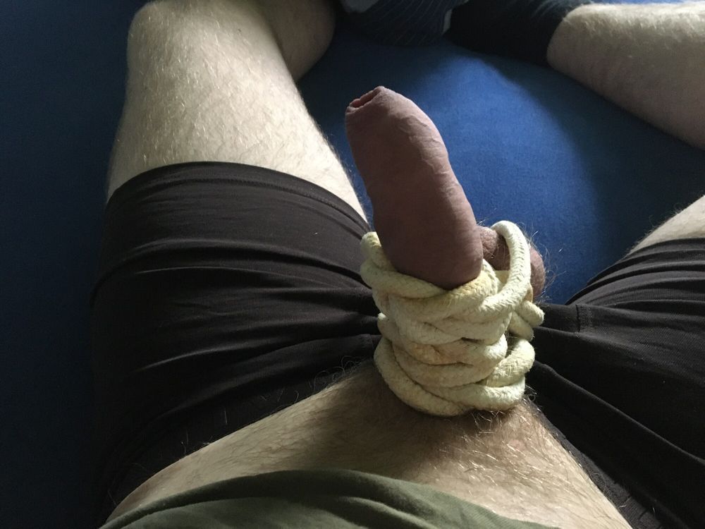 Hairy Cock And Ball Bondage With Rope #15