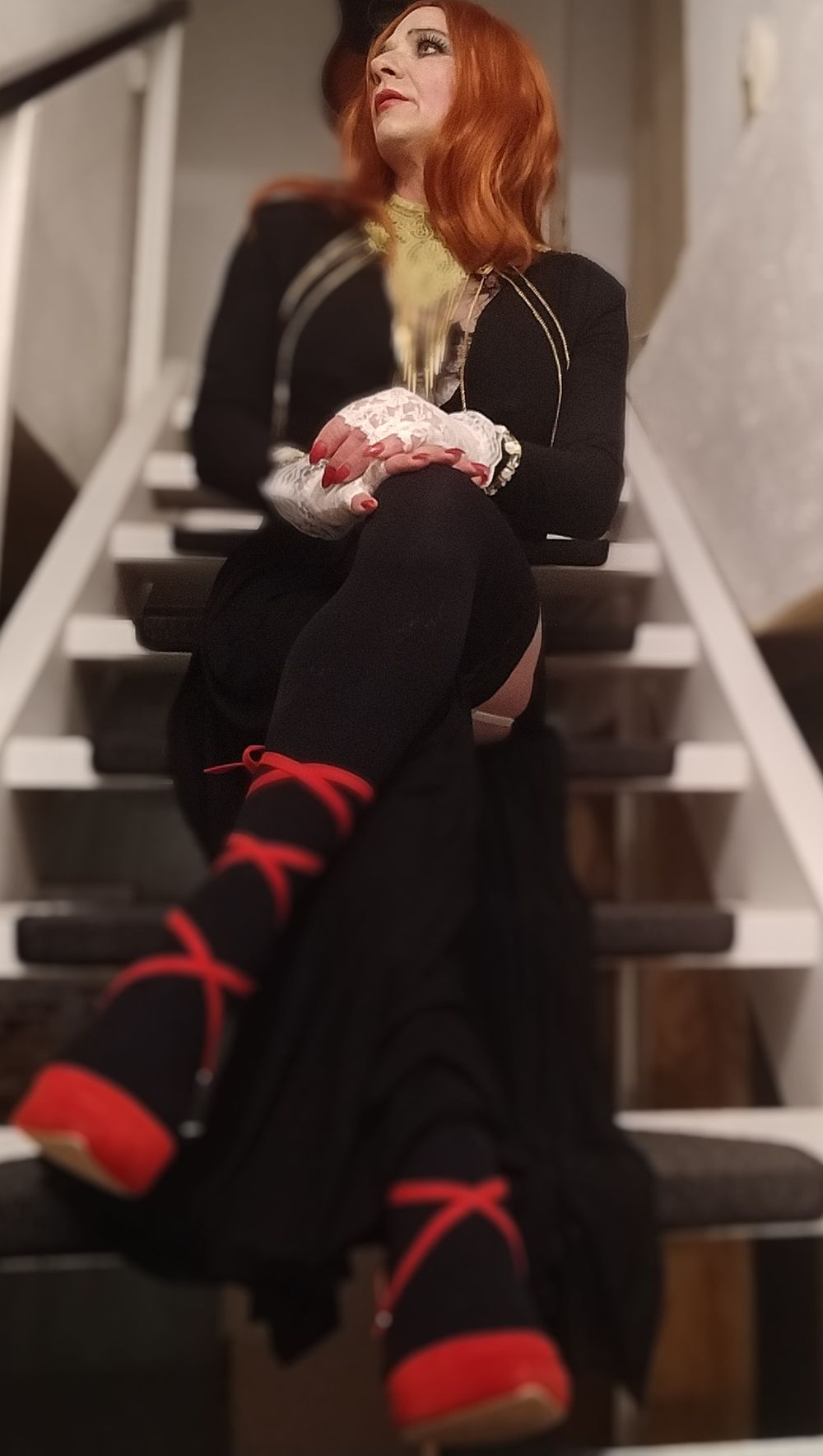 Lisa on stairs