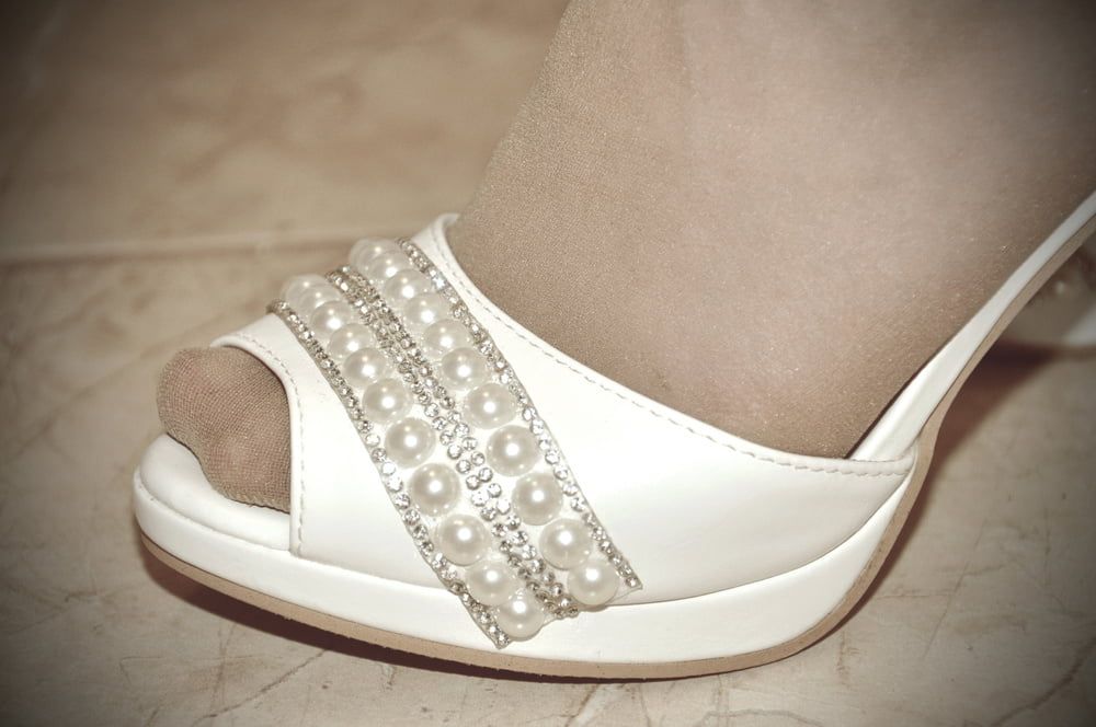 Pantyhose in white heels #2