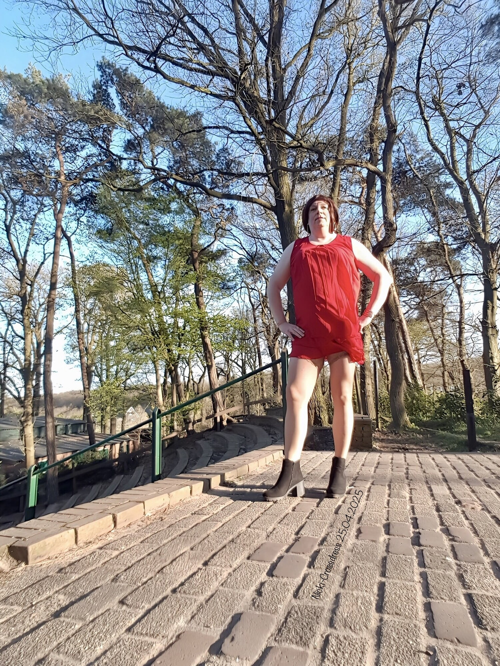 Nicki-Crossdress sexy red Chiffon-Dress #2