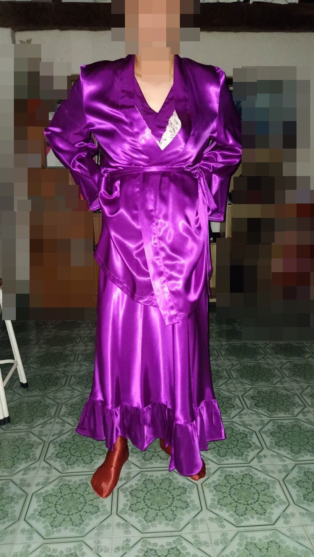 nightgown satin purple #7