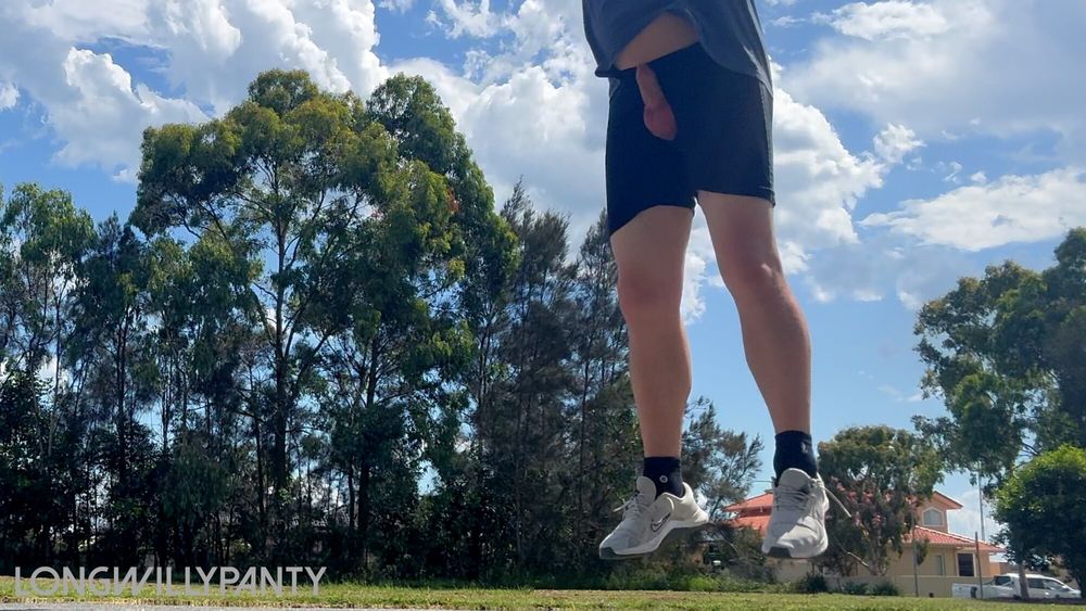 Straight guy playing outdoor basketball dick out in public #9