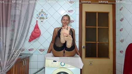 lukerya in black fishnet stockings         