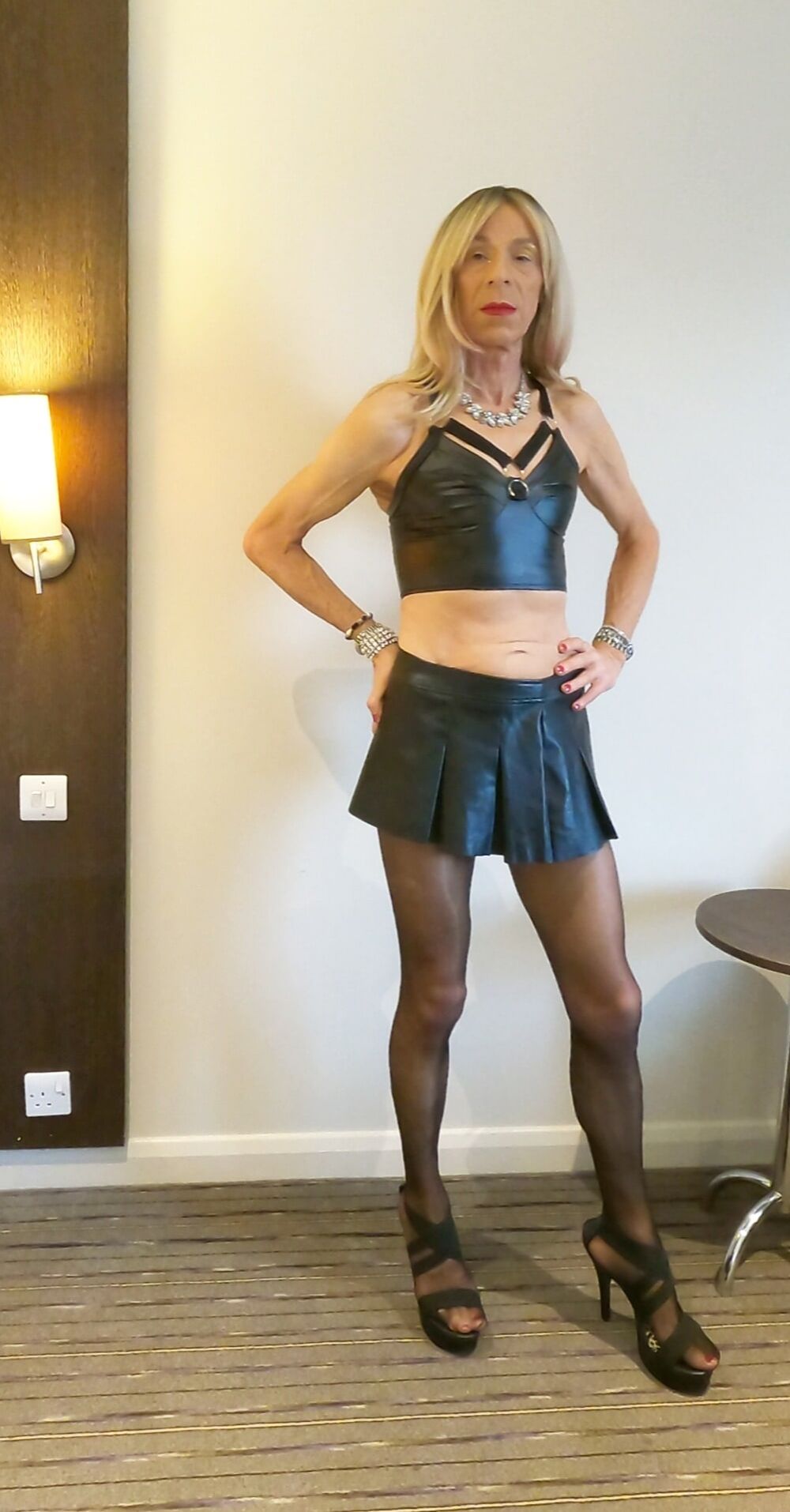 151 Alessia Travestita - Black Leather Miniskirt #41