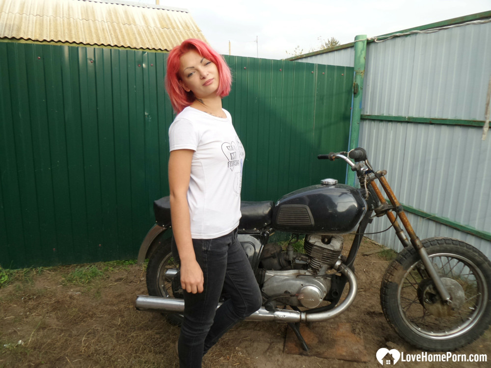 Redhead babe really likes my new bike #59