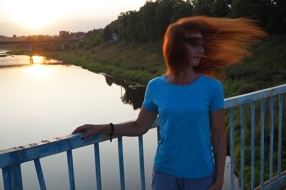 Flamehair in evening on the bridge #9