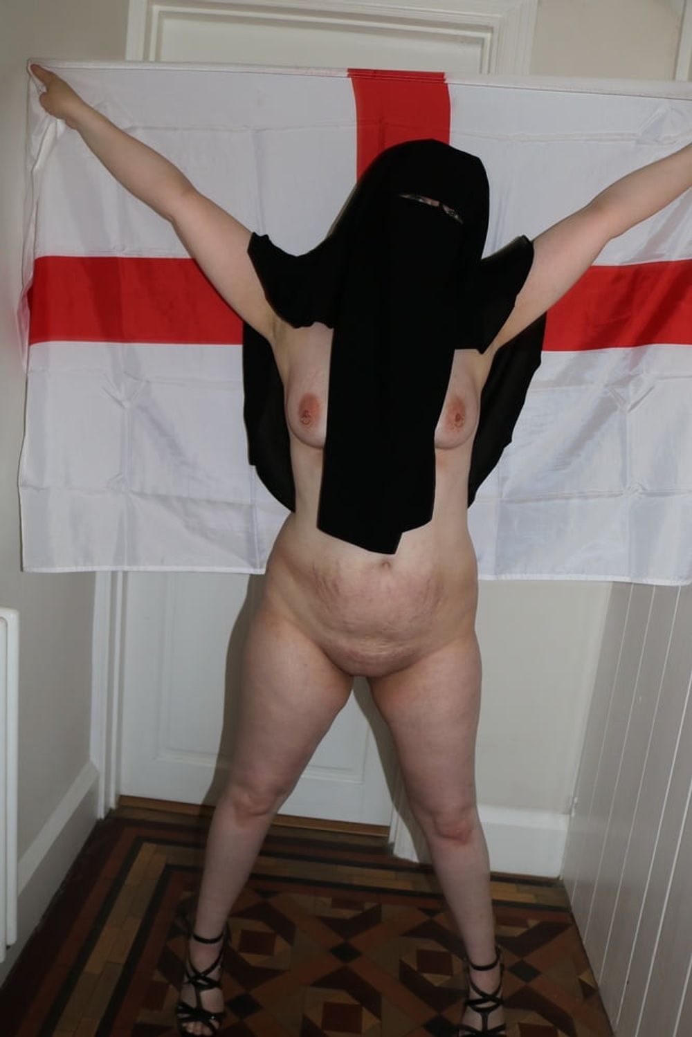 Wearing Niqab and England Flag #26