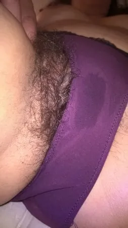 hairy wet wife in purple panties         