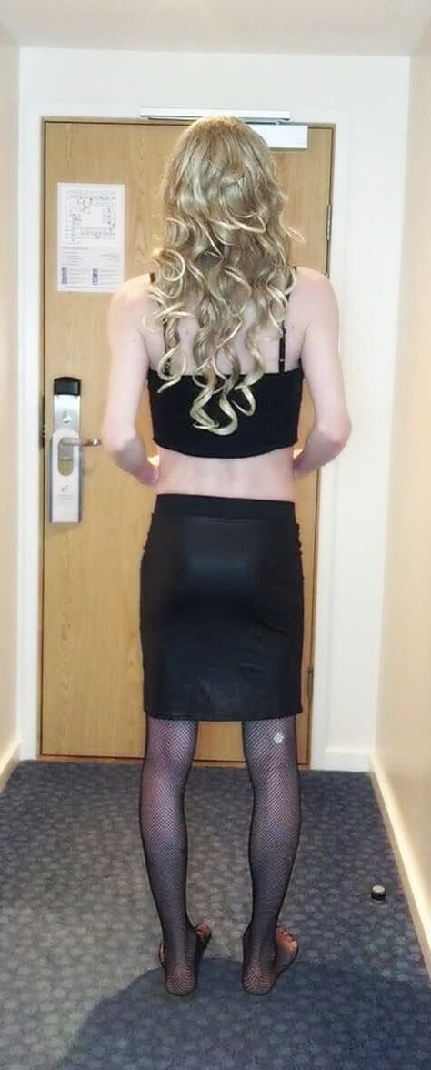 Sissy Crossdresser In Black Slut Outfit Posing  #13