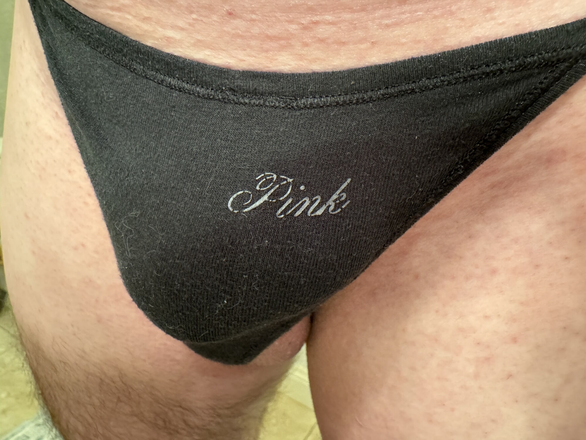 Cock in black thong