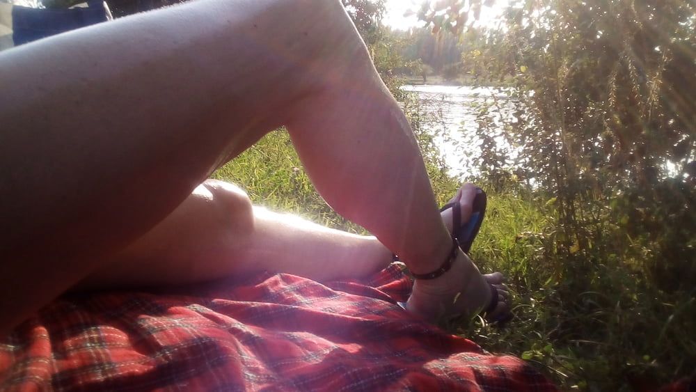 At the lake in my shorts. #9