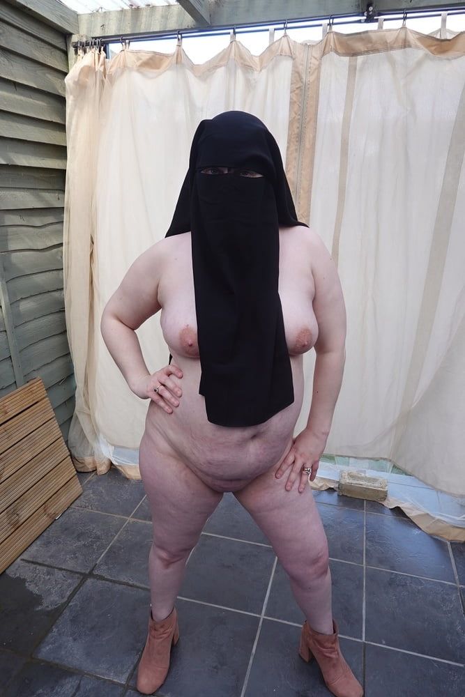Nude in Niqab in ankle boots #30