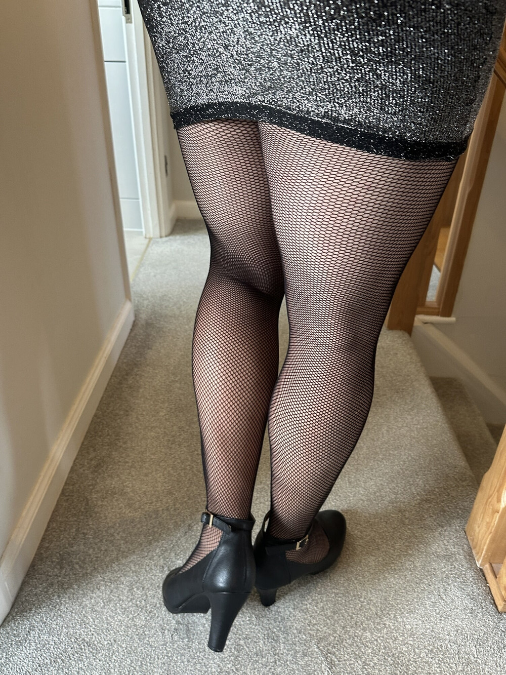 sexy sissy with hard cock in Fishnets Pantyhose #17