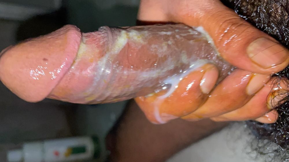 Big cock cover with cum and oil dirty dick 