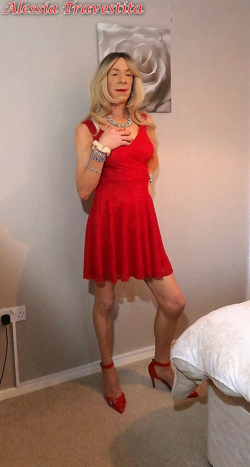 65 Alessia Travestita in Flirty Red Dress #43