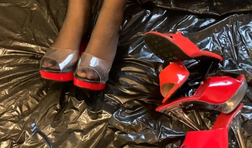 Red Mules and Nylon Feet #9