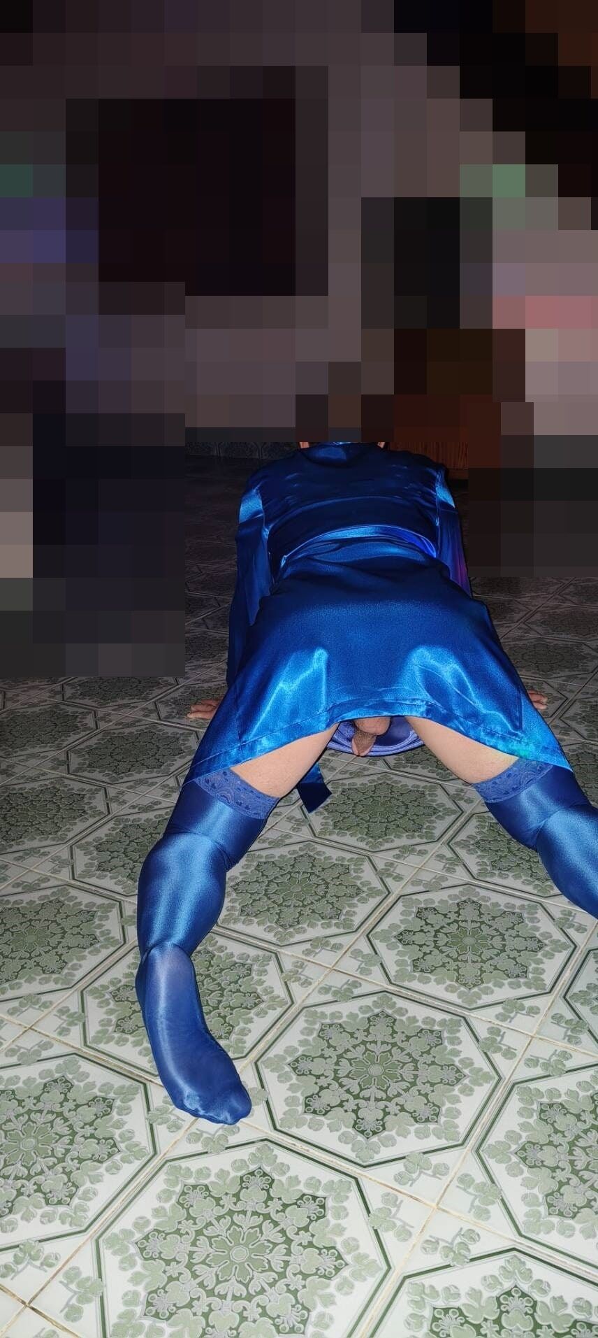 Sexo satinado azul