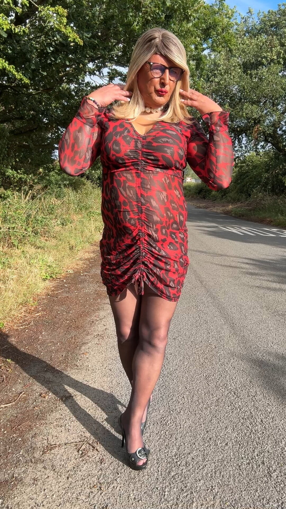 Sexy Crossdresser Kellycd2022’s in red animal print  #57