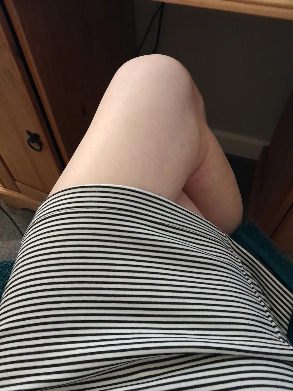 Grey Dress Black Stockings Suspenders #2