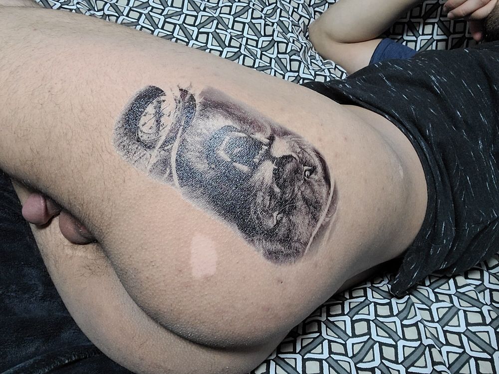 Fake lion tattoo on my ass #2