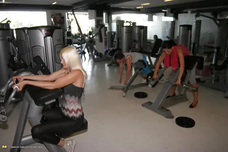 naked mature mothers do naked exercises at gym part          