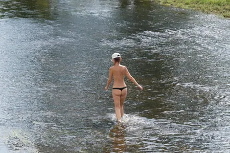 nude in rivers water         