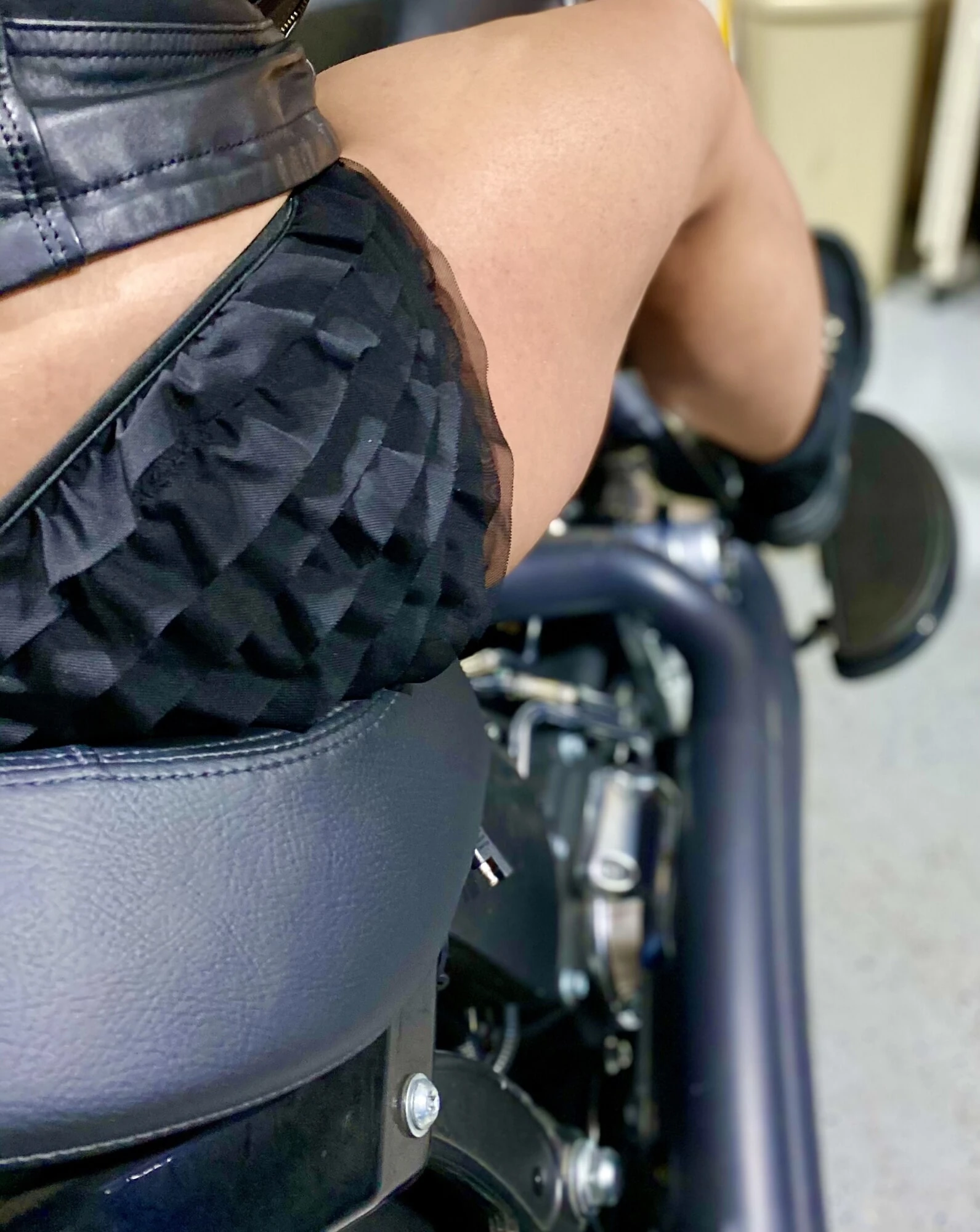 The Real Deal showing her fat ass on the motorcycle #44