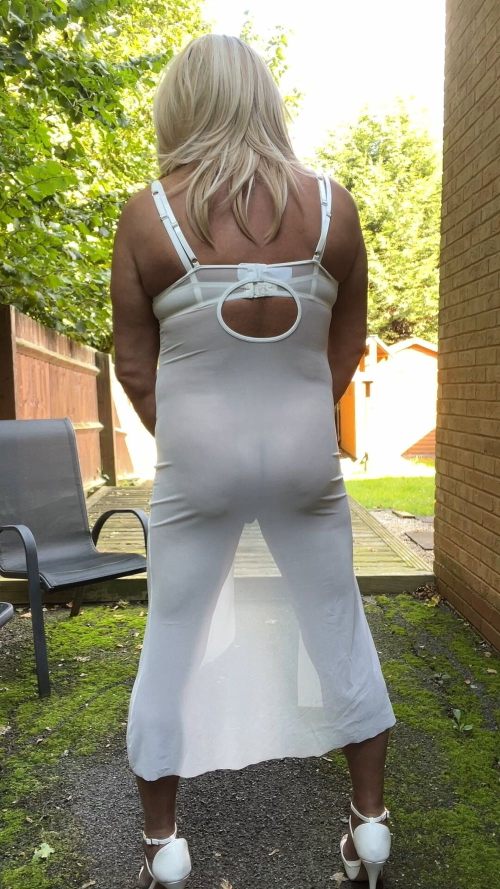 Crossdresser kellycd2022 in white dress and heels  #54