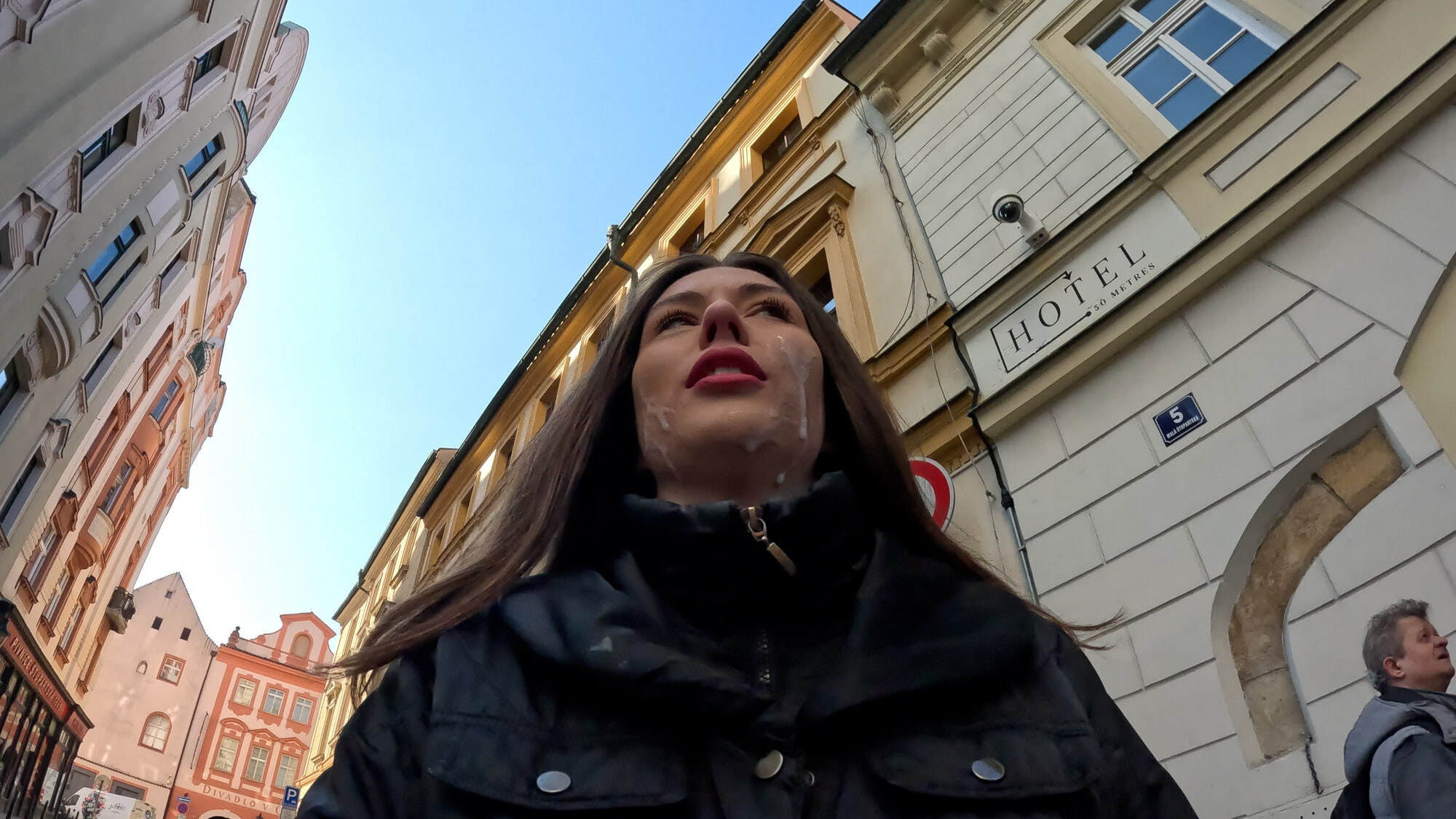 Aleya Sun Cum walk and Wetting in the center of Prague #23