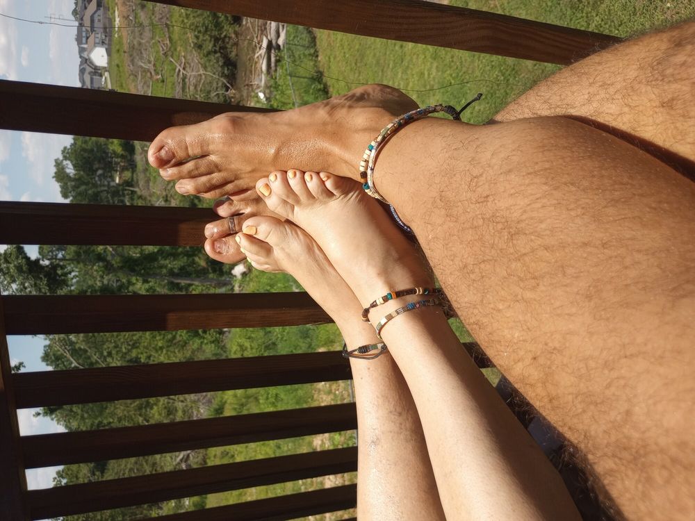 Showing off our bare feet outside #8