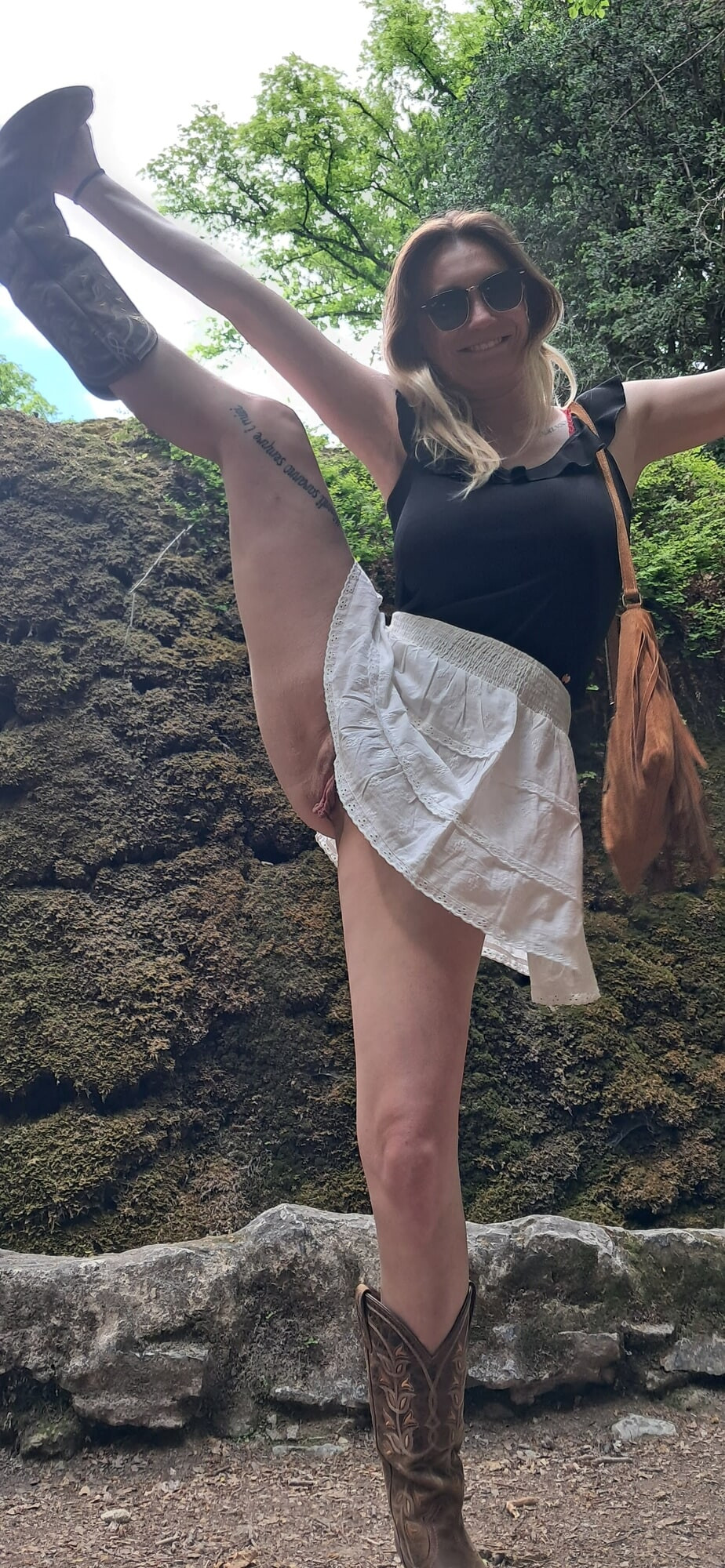 Mini skirt in the forest and nothing underneath #8