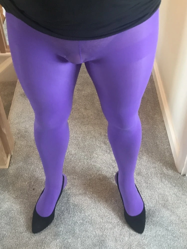 Wearing Purple tights pantyhose #8