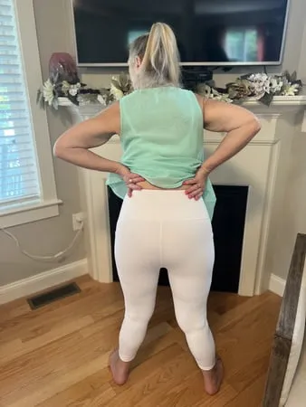 TIGHT White Leggings and Blue Top (Dani D MILF ) 