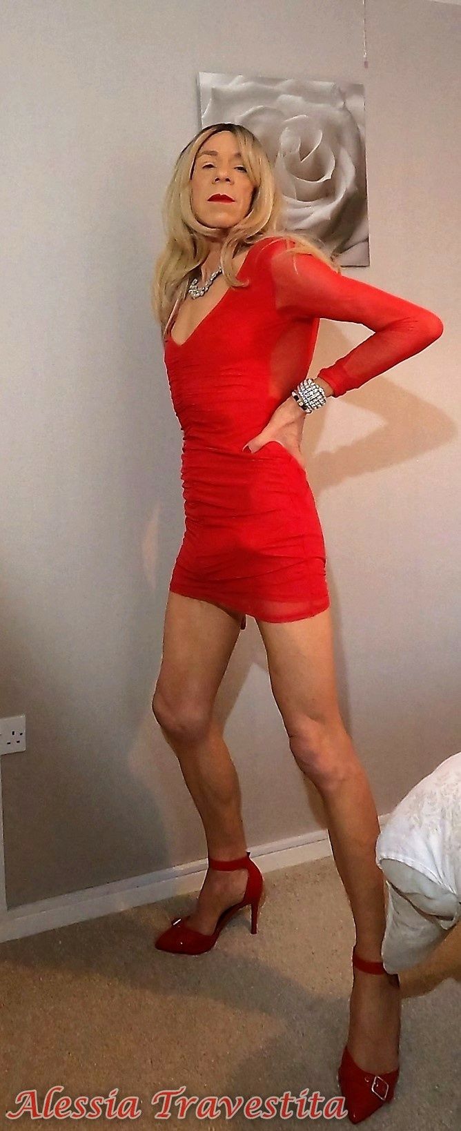 64 Alessia Travestita in Sheer Red Dress #55