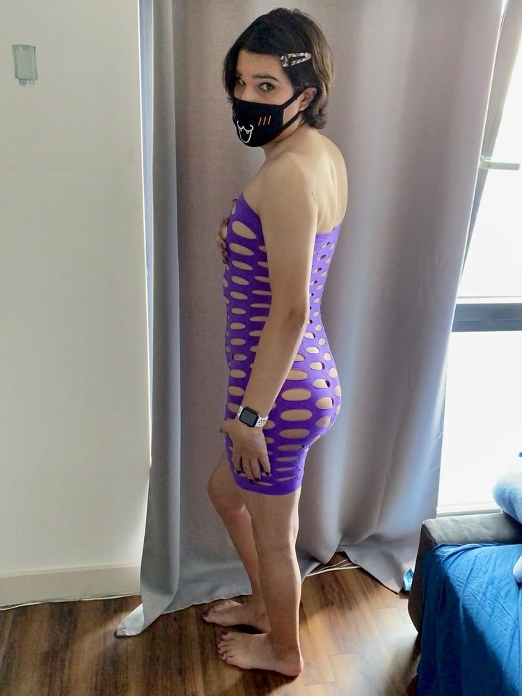 Purple Cut Out Strapless Mini Dress #10