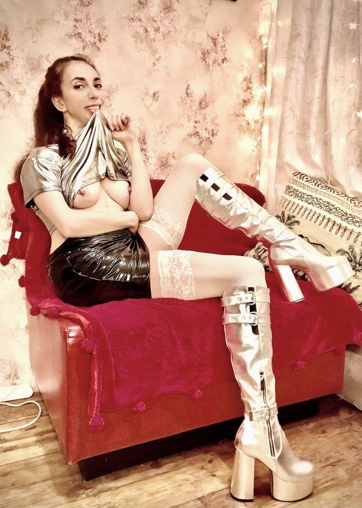 Sexy Tally in Silver boots  #6