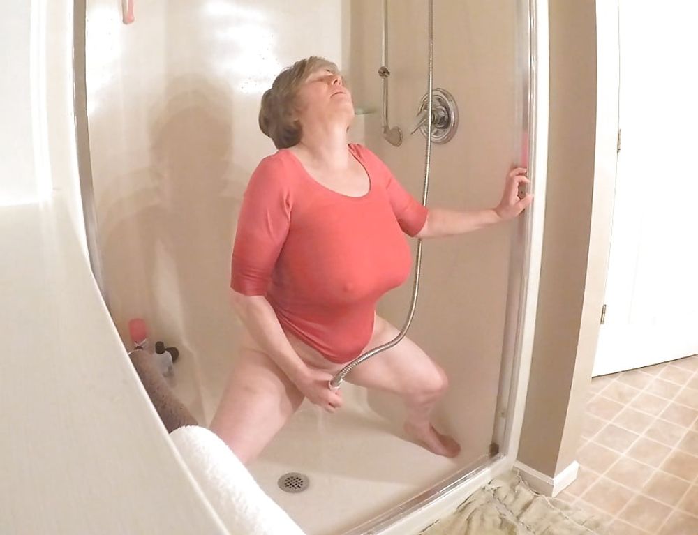 GILF masturbates in wet t-shirt #14