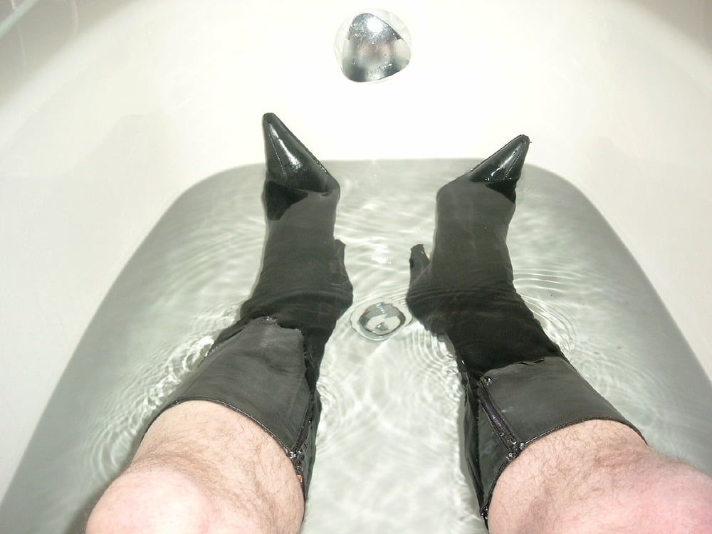 Fun with Leather Boots in the Tub #10