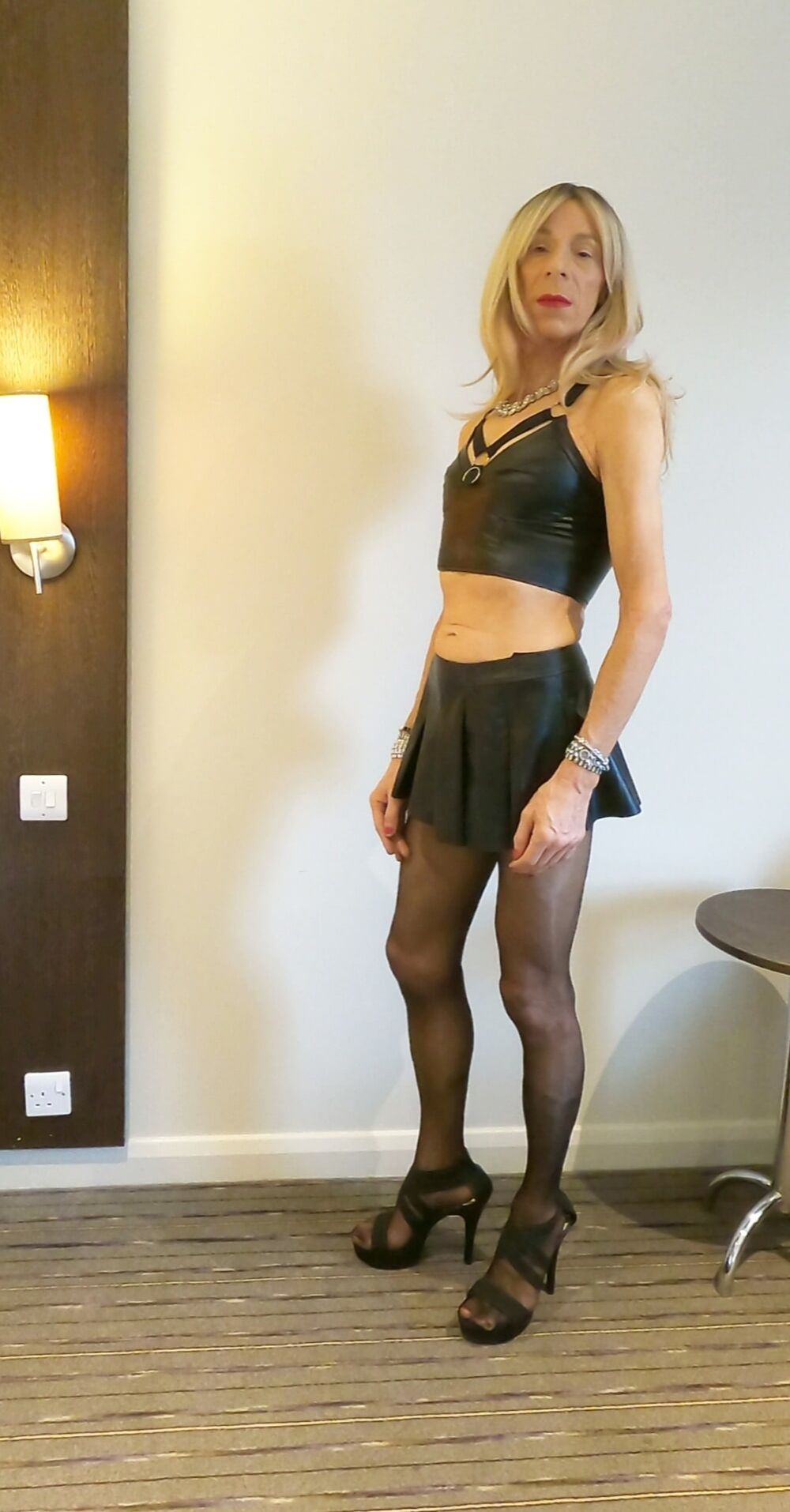 151 Alessia Travestita - Black Leather Miniskirt #19