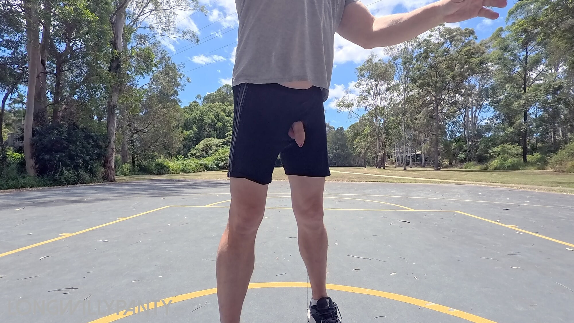 Straight guy hanging out his uncut cock at the public space. #2