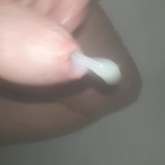 my uncut cock shooting its load