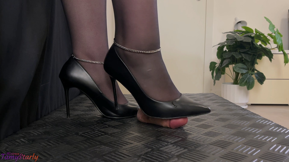My Black Stilettos Heels Poking and Bootjobing Your Cock #10