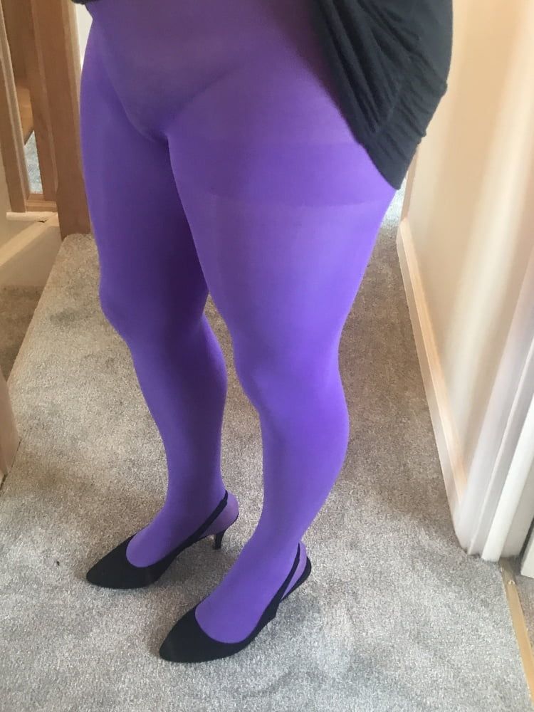 Wearing Purple tights pantyhose #43