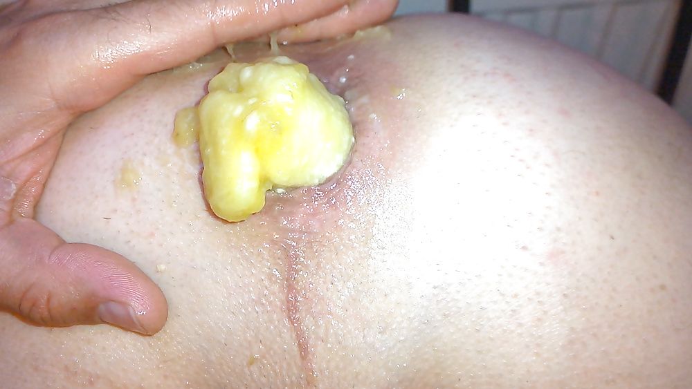 Banana in my gaping asshole close up #2