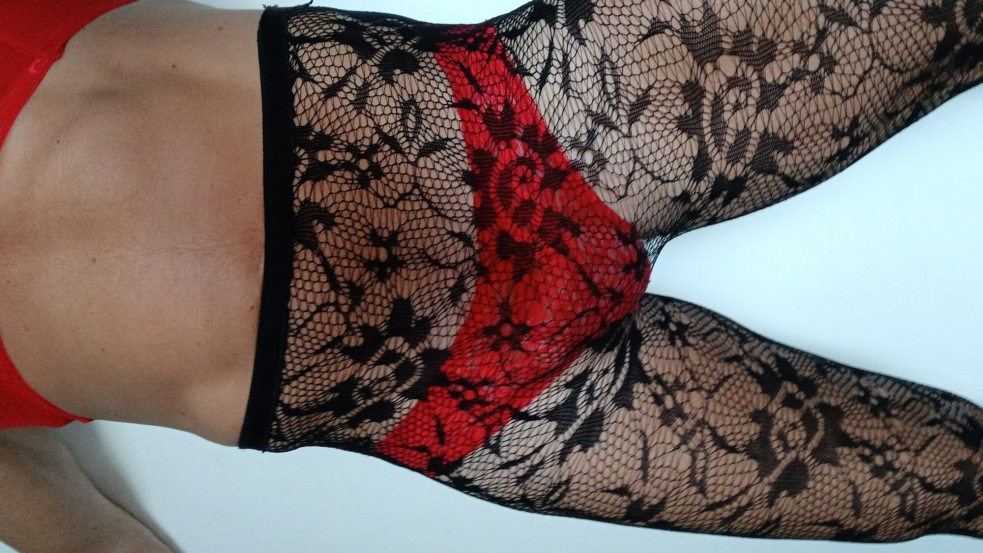 Black stoking red pantie  #34