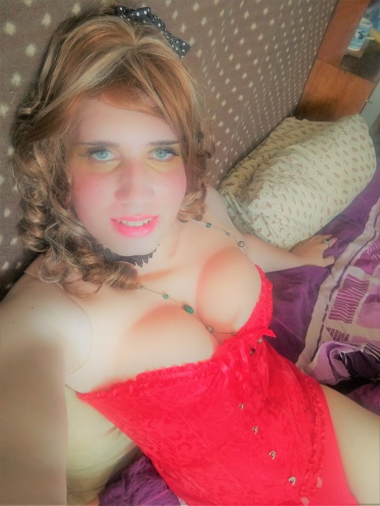 Sissy bitch in red corset #15